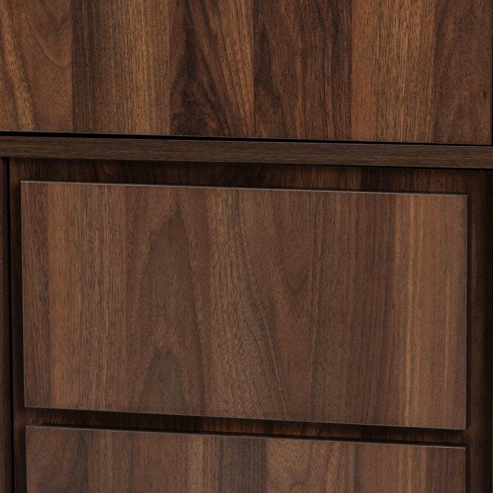 Neil Walnut Brown Wood and Black Metal Storage Cabinet