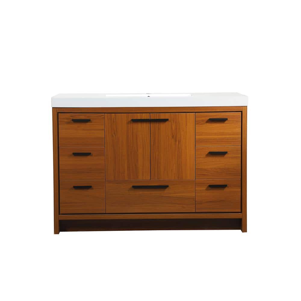 Simply Living 48 in. Single Bathroom Vanity in Teak with Resin Vanity Top i