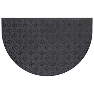 Waterproof, Low Profile, Non-Slip Circles Indoor/Outdoor Rubber Doormat, 18'' x 28''(1 ft. 6 in. x 2 ft. 4 in.), Black