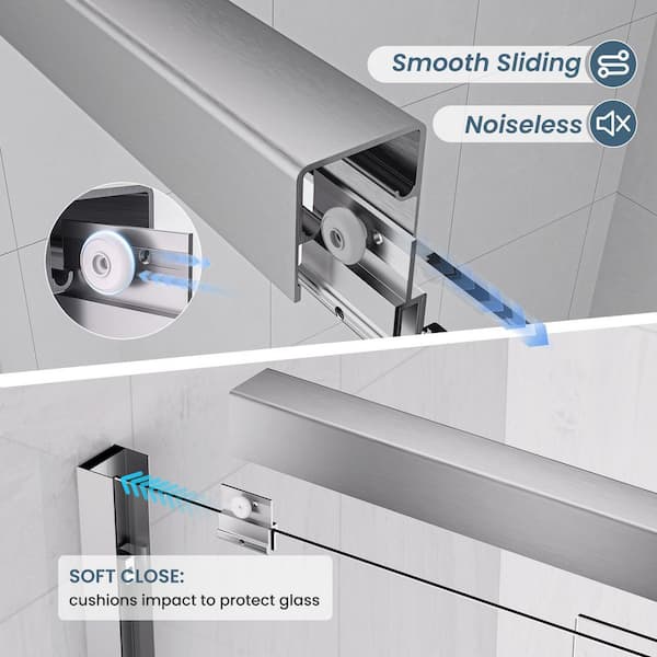 50 in. 54 in. W x 72 in. H Double Sliding Framed Shower Door w/ Nano Coated Easy Clean Tempered Glass in Brushed Nichel