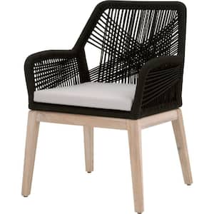 Black Fabric Armchair with Rope Weave Design (Set of 2)