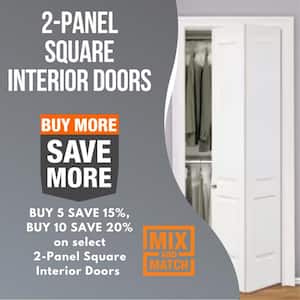 32 in. x 80 in. 2-Panel Square Top Right Hand White Primed Composite Smooth Hollow Core Single Prehung Interior Door