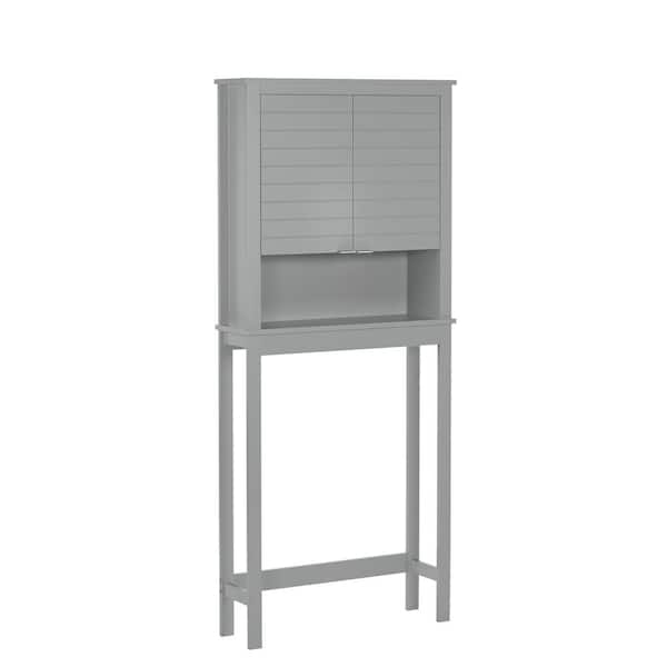 RiverRidge Home Madison 27.5 in. W x 63.75 in. H x 7.75 in. D Gray Over-the-Toilet Storage