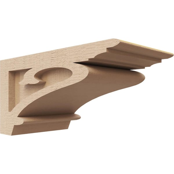 Ekena Millwork 5 in. x 5 in. x 10 in. Series 3 Wide Mayflower Rough Cedar Woodgrain Timberthane Polyurethane Corbel, Primed Tan