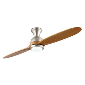 52 in. Indoor Brushed Nickel Flush Mount Ceiling Fan with Light Kit and Remote Control