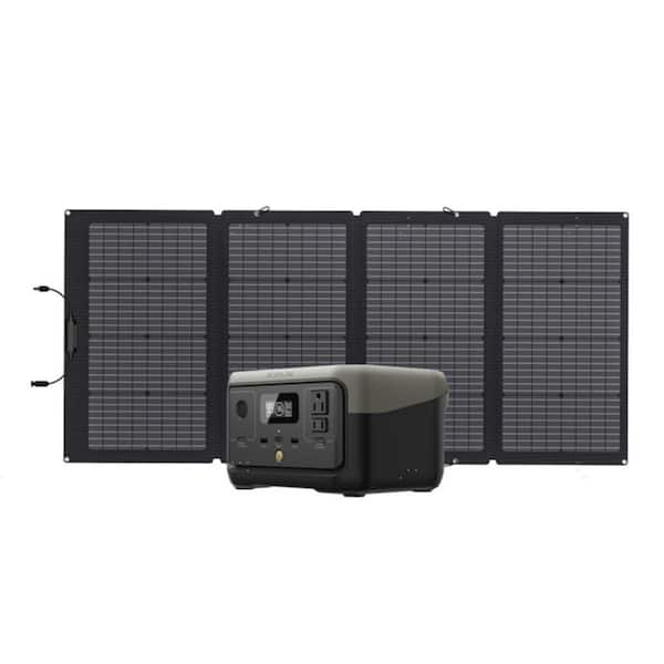 EcoFlow 300-Watt Continuous/600-Watt Peak Output RIVER2 Push-Button Start Power Station w/220W Solar Panel for Outdoor & Indoor