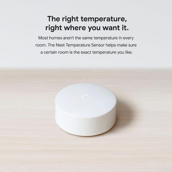 Google - Nest Temperature Sensor - Smart Home Thermostat Sensor
