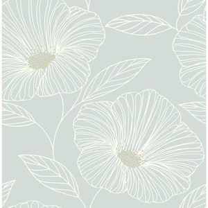 Mythic Seafoam Floral Paper Strippable Roll (Covers 56.4 sq. ft.)