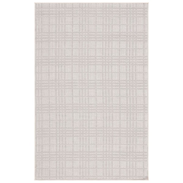 Martha Stewart Indoor Outdoor Ivory 4 ft. x 6 ft. Machine Washable Solid Crosshatch Indoor/Outdoor Area Rug