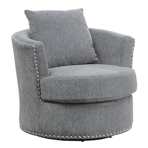 Driggs Gray Chenille Swivel Arm Chair