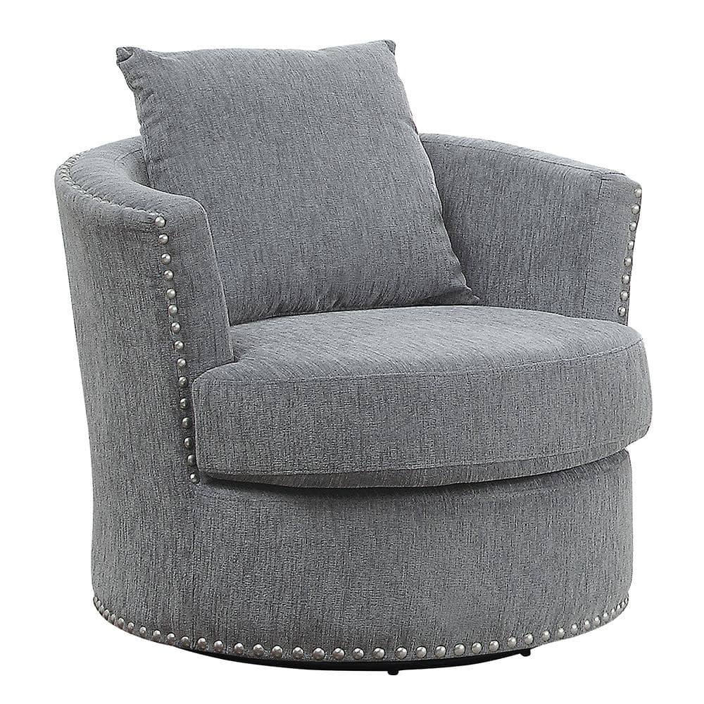 Driggs Gray Chenille Swivel Arm Chair