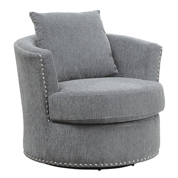 Lazzara Driggs Gray Chenille Swivel Arm Chair