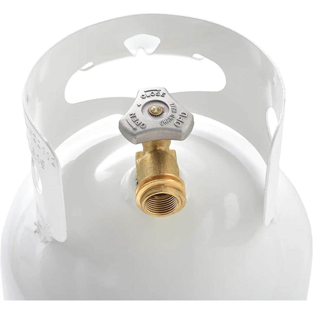 White 10 Pound Steel Propane Tank with OPD Valve