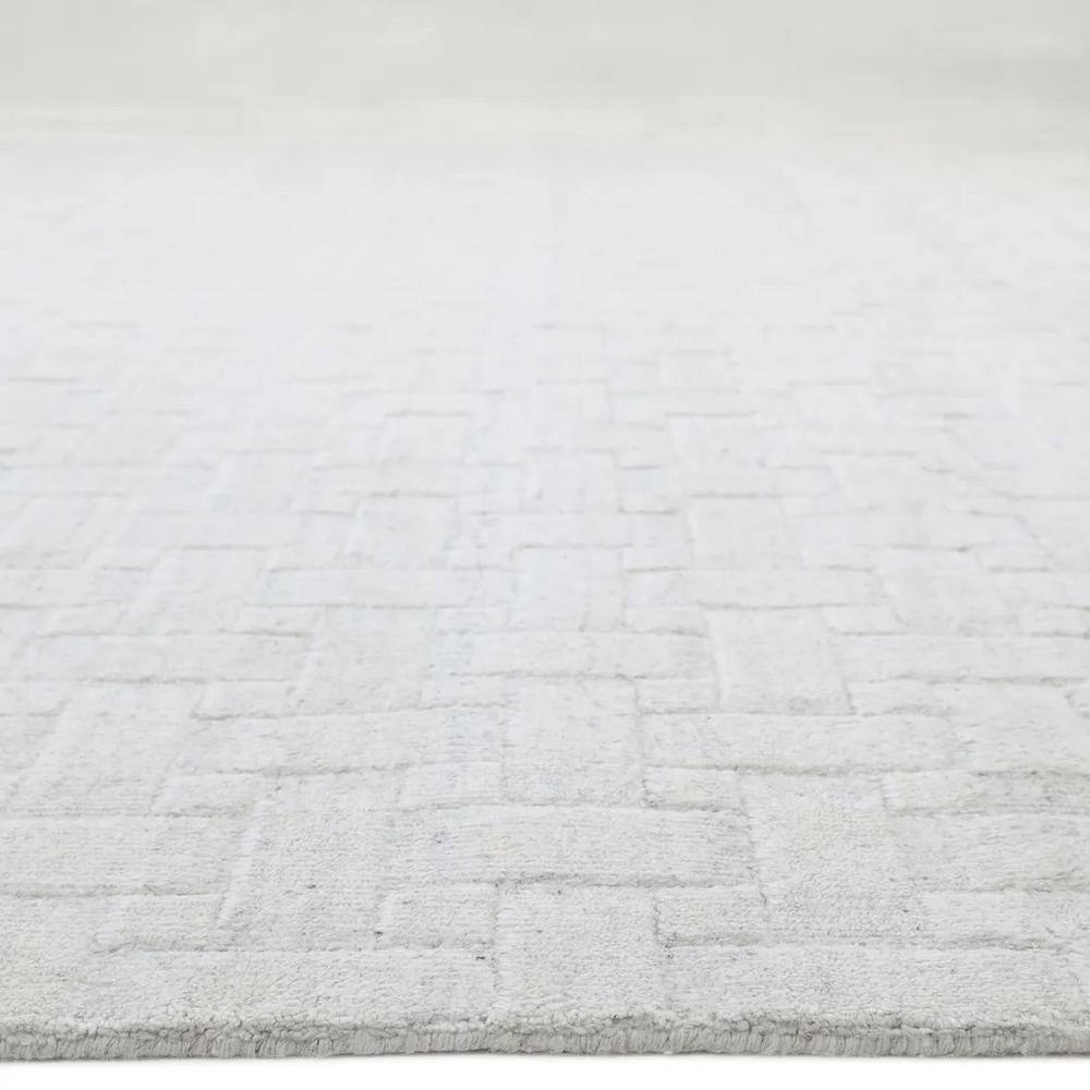 Ivory Geometric Handmade Wool-Blend 3' x 5' Rug