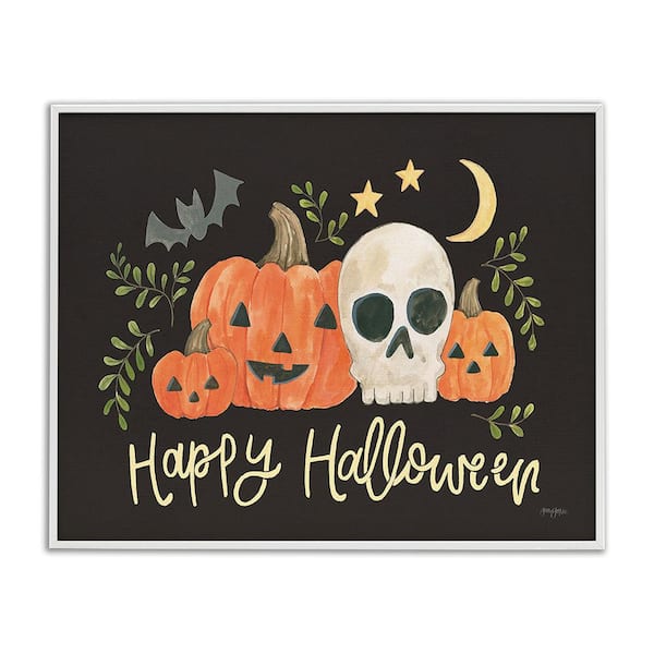 Stupell Industries Whimsical Happy Halloween by Jenaya Jackson 1-Piece Framed Graphic Print Typography Poster Art Print 14 in. x 11 in.