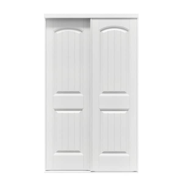 Contractors Wardrobe 72 in. x 81 in. Cary White Prefinished Hardboard Panels Steel Framed Interior Sliding Closet Door