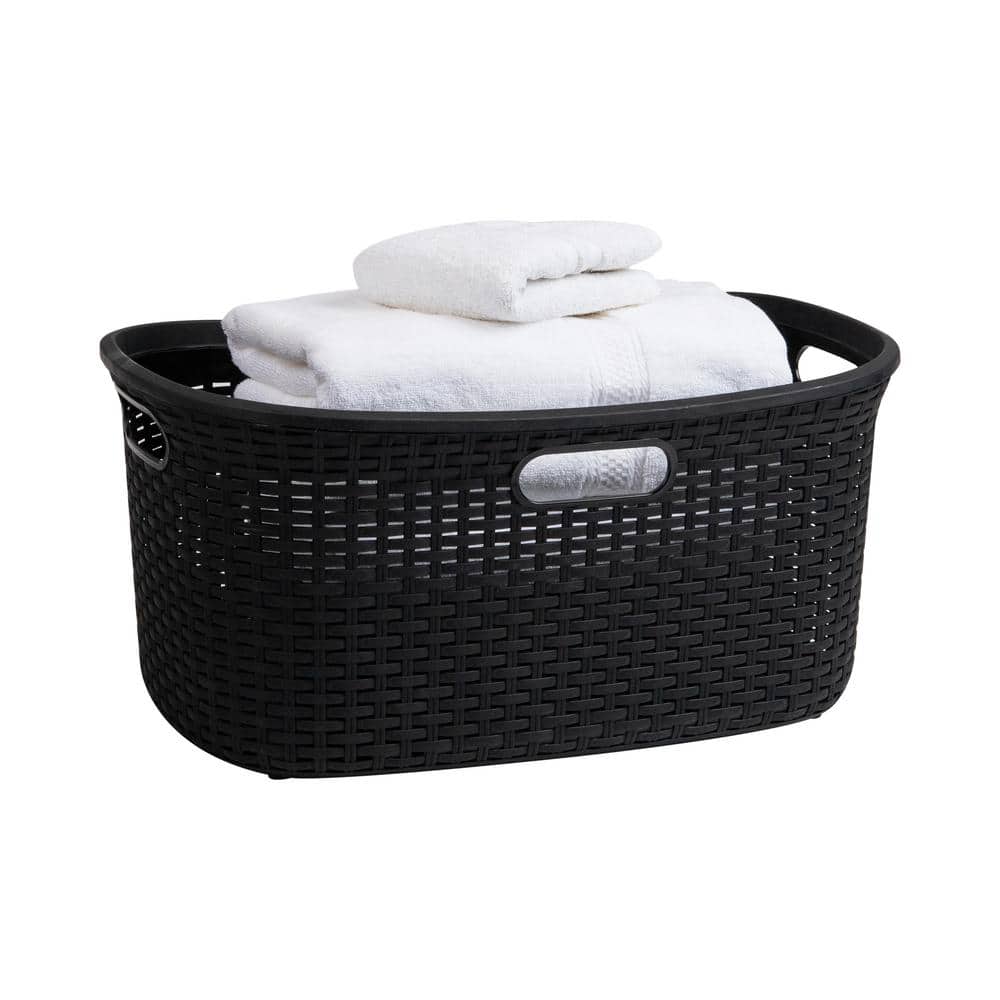 Black 11 in. H x 14.5 in. W x 23 in. L Plastic 40 L Slim Ventilated Rectangle Laundry Hamper with Lid price history on PriceWatchPro