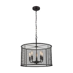 Williamsport 5-Light Oil Rubbed Bronze Chandelier With Metal Drum Shade