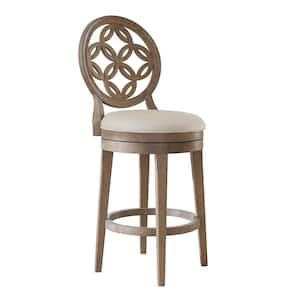 Savona 48 in. Vintage Gray High Back Wood Swivel Barstool Beige Fabric