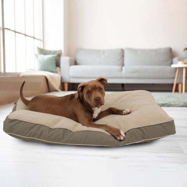 Carolina Pet Solid Faux Gusset Jamison Pillow Dog Bed, Tan, Medium