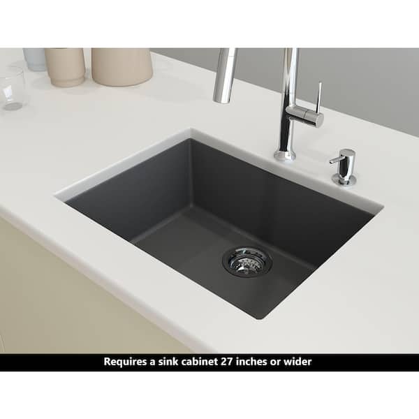Hyperion 24 in. Drop-In/Undermount Single Bowl Concrete Gray Granite Composite Kitchen Sink
