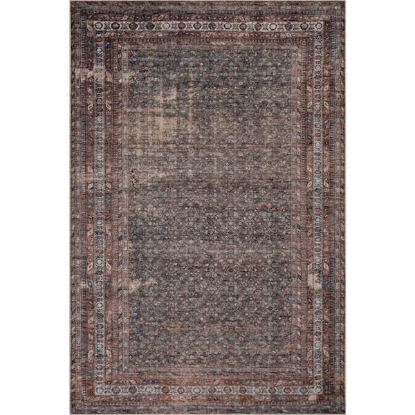 Vionnet Bordered Traditional Washable Area Red 6 ft. x 9 ft. Indoor Area Rug