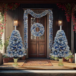 36 in. x 26 in. Christmas Tree Arbor 4-Piece Set with LED Lights and Garland