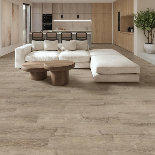 Sterling Oak 22 MIL x 7 in. W x 48 in. L Glue Down Waterproof Luxury Vinyl Plank Flooring (42 sq. ft./Case)