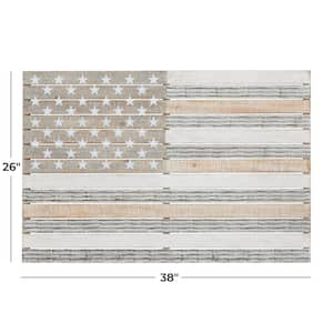 Wood White American Flag Wall Decor