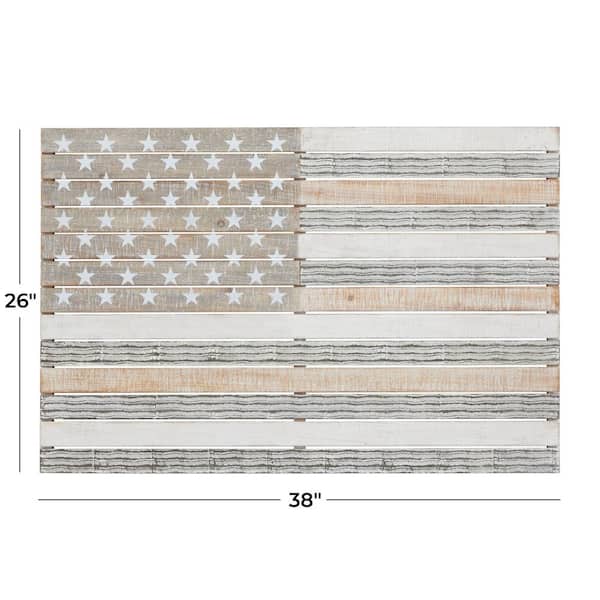 Jones 26 in. x 38 in. White Wood American Flag Wall Decor