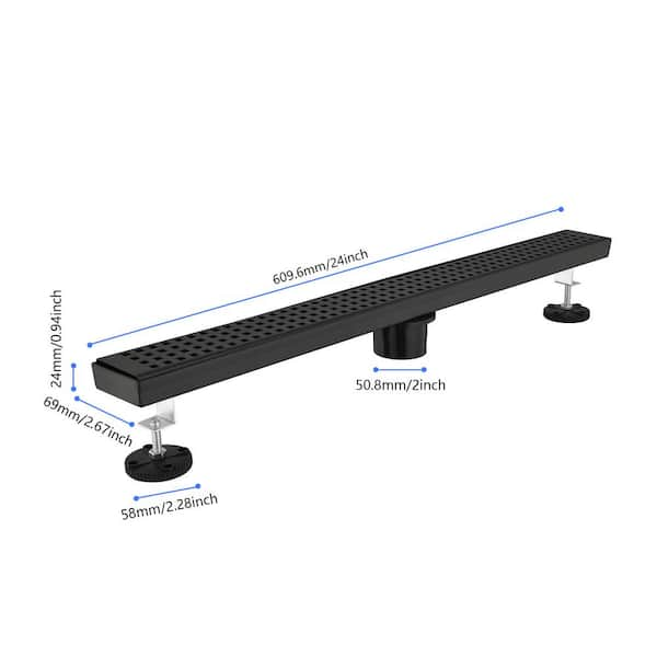 36 inch Rectangular Linear Shower Drain w/ outlets Removable Capsule Pattern Grate