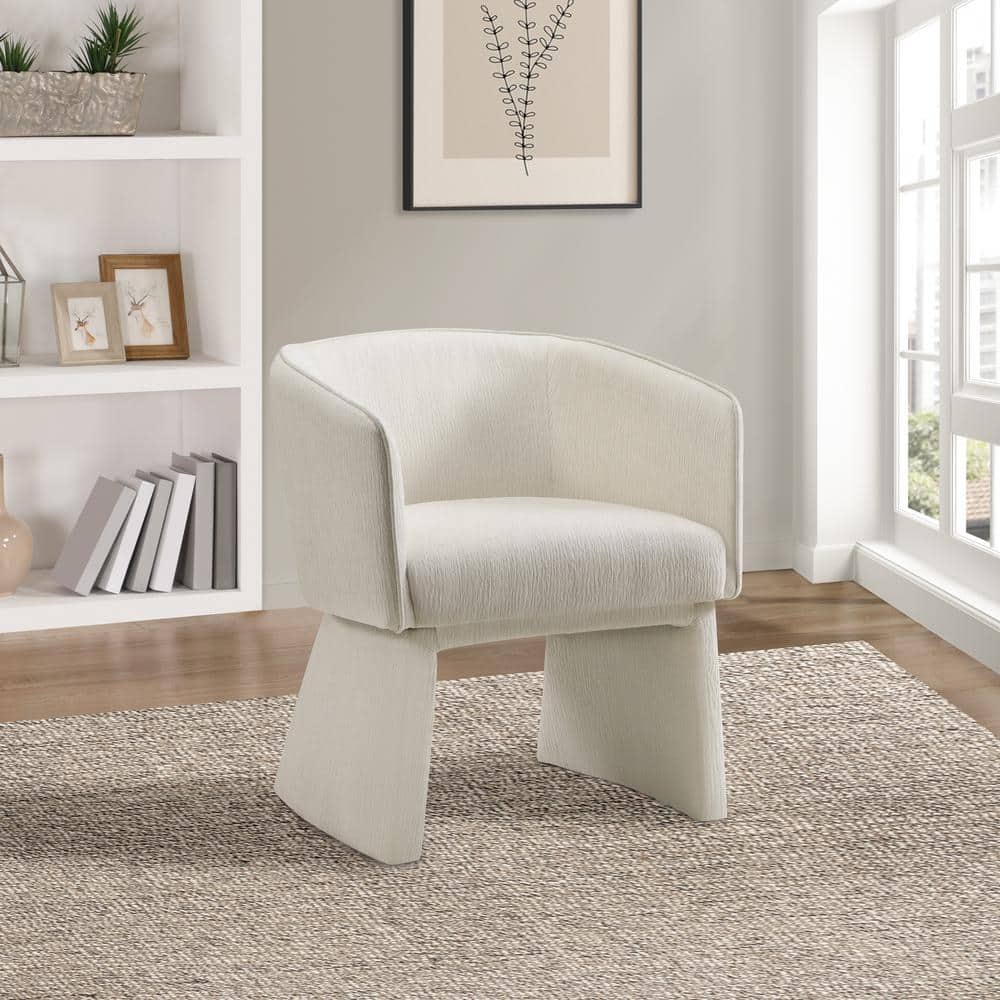 Snow White Barrel Accent Chair with Wood Frame