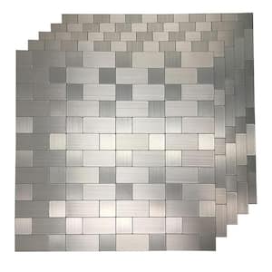 Silver Self-Adhesive Tile11. 8 in. x 11.8 in. Metal Aluminium Peel and Stick Tile (9.6 sq. ft./box)