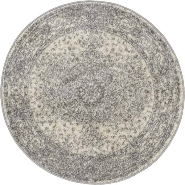 Unique Loom Bromley Midnight Gray 3 ft. Round Area Rug