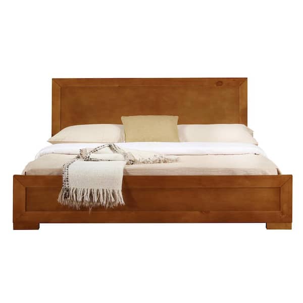 Camden Isle Trent 82.3 in. Brown Oak Queen Platform Bed