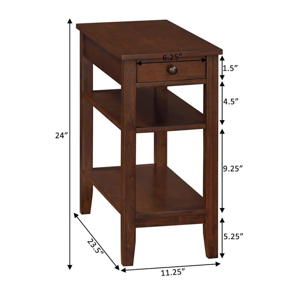Espresso Wood and Metal End Table with Charging Station and Storage