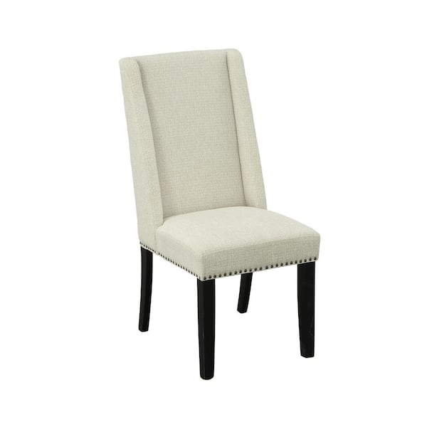 CAROLINA CLASSIC Laurant Fawn Beige Fabric Upholstered Wingback Dining Chair (Set of 2)