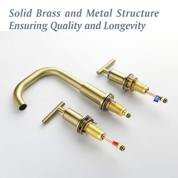 8 in. Widespread 2-Handle Bathroom Faucet with 360-Degree Rotation in Brushed Gold