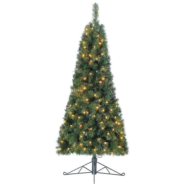 Home Heritage 5 Ft. Flat Back Half Christmas Tree For Wall With White Led Lights Tg5000Ghdl00