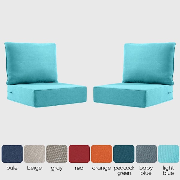 Gymojoy Carolina 24 in. x 24 in. x 6 in. Olefin 4-Piece Deep Seating Outdoor Lounge Chair Sofa Cushion in Turquoise