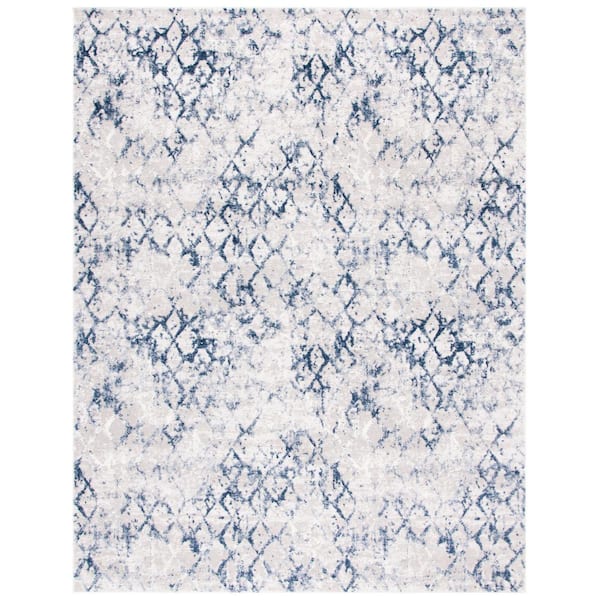 SAFAVIEH Amelia Gray/Navy 11 ft. x 15 ft. Abstract Diamond Area Rug