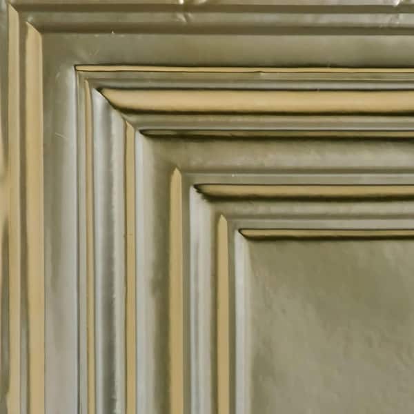 FROM PLAIN TO BEAUTIFUL IN HOURS Take Home Sample - Williamsburg Gold Nugget 1 ft. x 1 ft. Decorative Tin Style Lay-in Ceiling Tile (1 sq.ft./case)