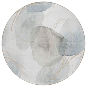 Chantille ACN544 Ivory 8 ft. x 8 ft. Round Machine Washable Indoor/Outdoor Geometric Area Rug
