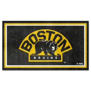 Boston Bruins Black 3ft. x 5ft. Black Plush Area Rug