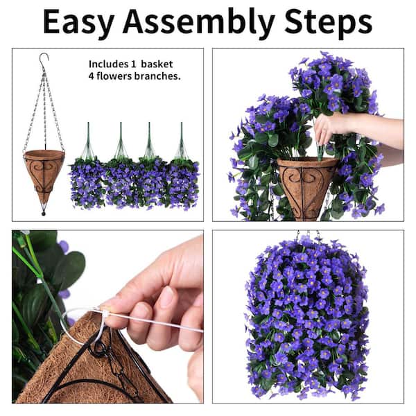 7.5 in. Purple Faux Silk Hang Orchid Vine Artificial Flowers