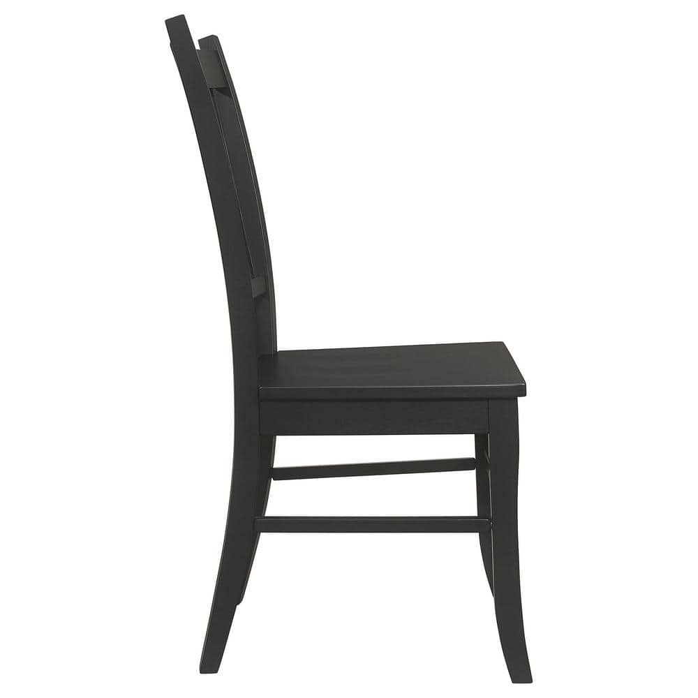 High Black Wood Slat Back Side Chair