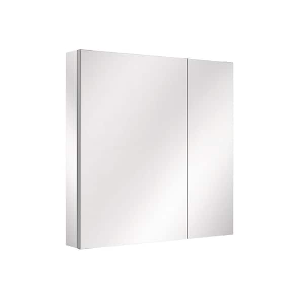 30 in. W x 30 in. H Rectangular Aluminum Recess/Surface Mount Medicine Cabinet with Mirror, Dual Swing