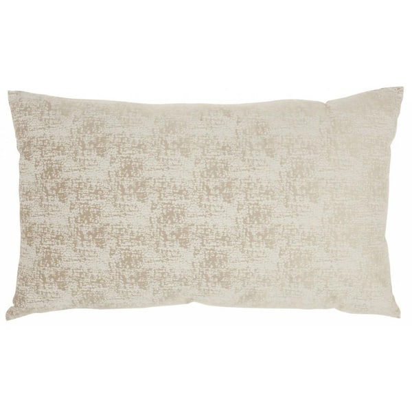 HomeRoots Jordan Beige Geometric Polyester 24 in. X 14 in. Throw Pillow