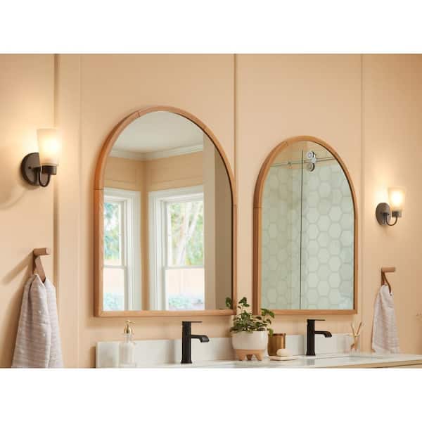 Erma 1-Light Olde Bronze Bathroom Indoor Wall Sconce Light with Satin Etched Glass Shade