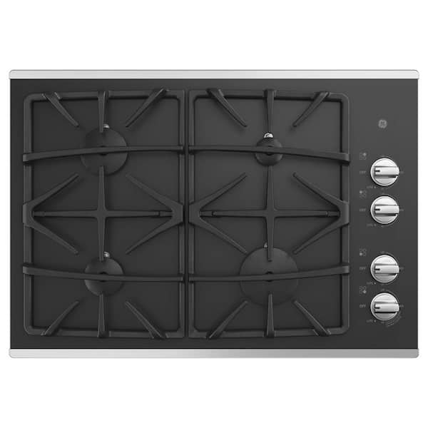 GE 30 in. Gas Cooktop in Stainless Steel with 4-Burners including Power Boil Burner